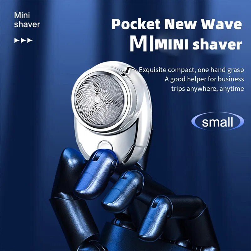 Portable Mini Electric Shaver for Men with Triple Blade - Rechargeable, Washable & Cordless