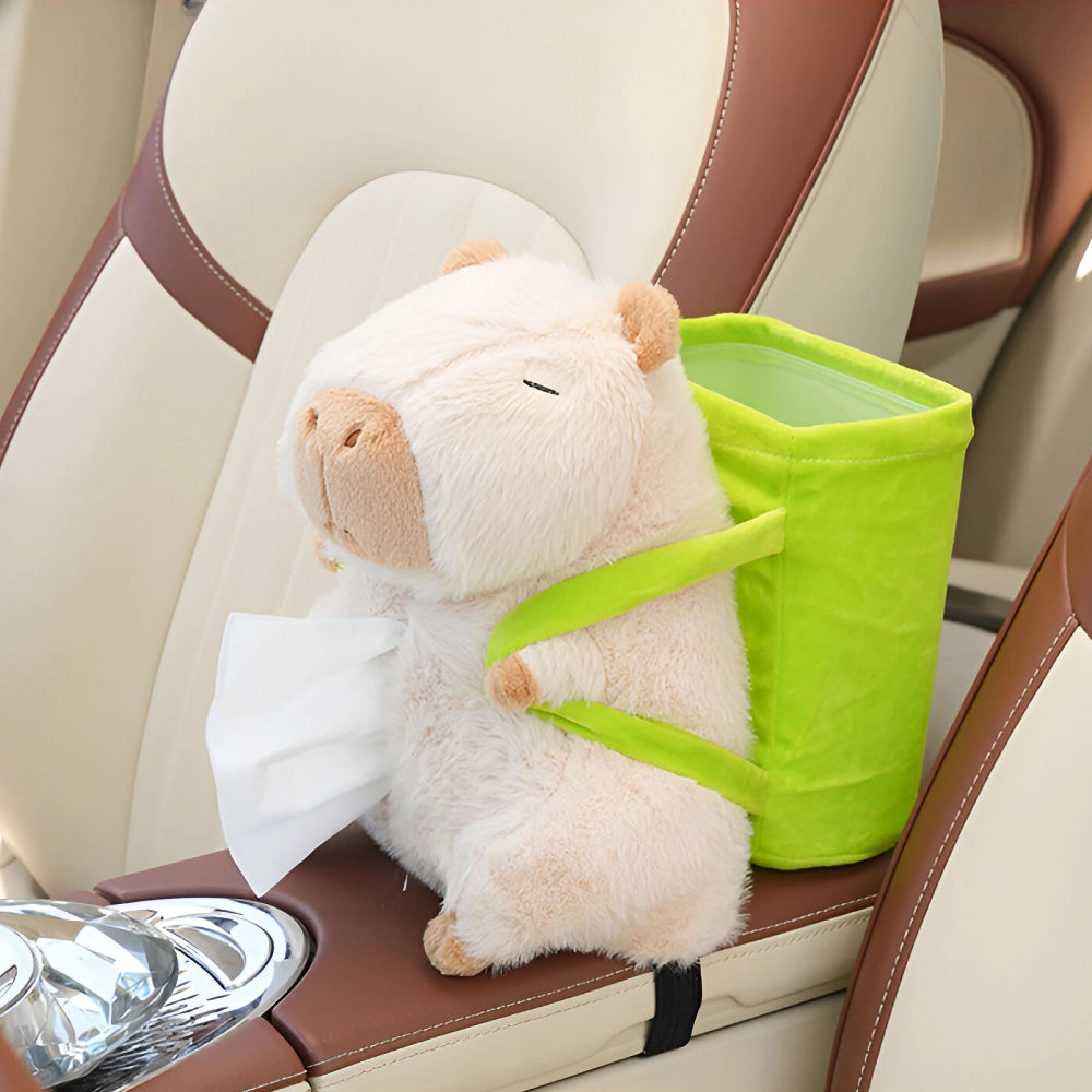 Cute Cartoon Car Tissue & Trash Holder - 2-in-1 Storage Solution