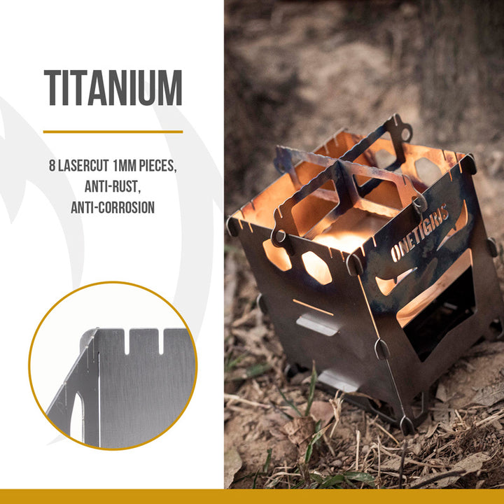 Portable Titanium Splicing Wood Stove for Outdoor Cooking and Camping