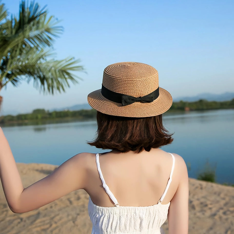 Classic Panama Hat with Bowknot