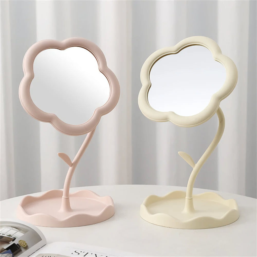 Sunflower Shaped Makeup Mirror with Jewelry Hooks