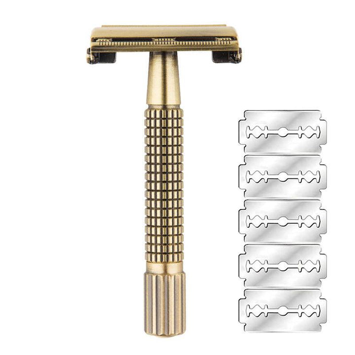 Classic Brass Safety Razor with Butterfly Mechanism