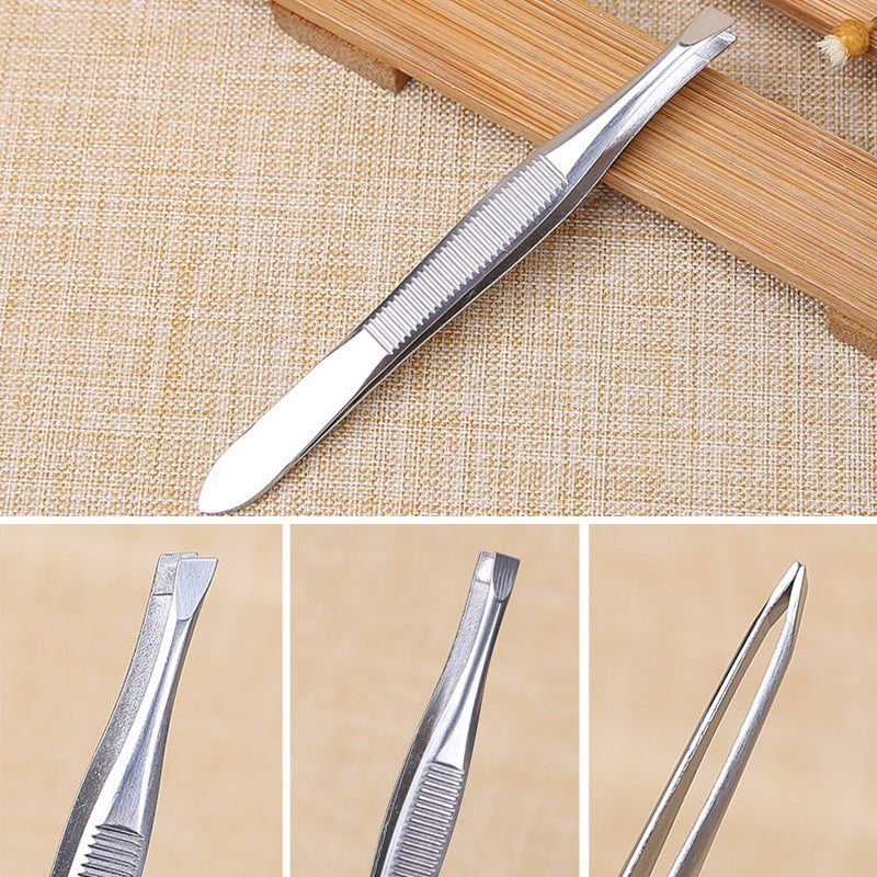 2Pcs/Set Professional Stainless Steel Hair Removal Tweezers