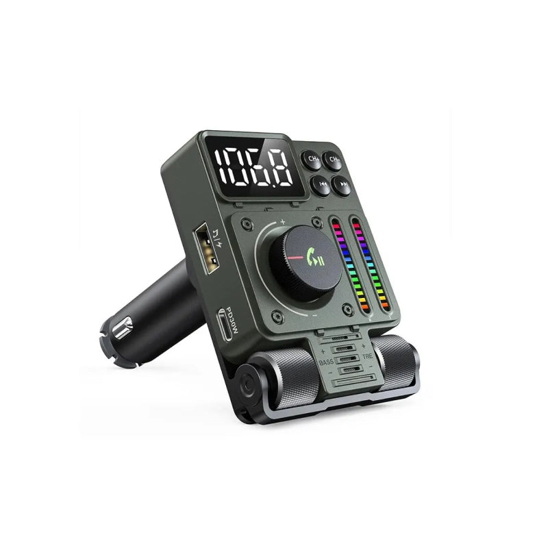 Bluetooth 5.3 FM Transmitter with Adjustable Treble & Bass