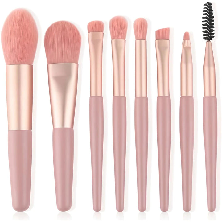 8-Piece Mini Travel Makeup Brush Set - Soft, Portable, Essential