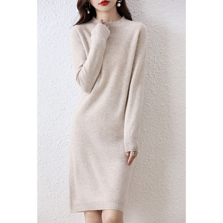 Autumn And Winter Half-high Collar Integrated Molding Woolen Dress