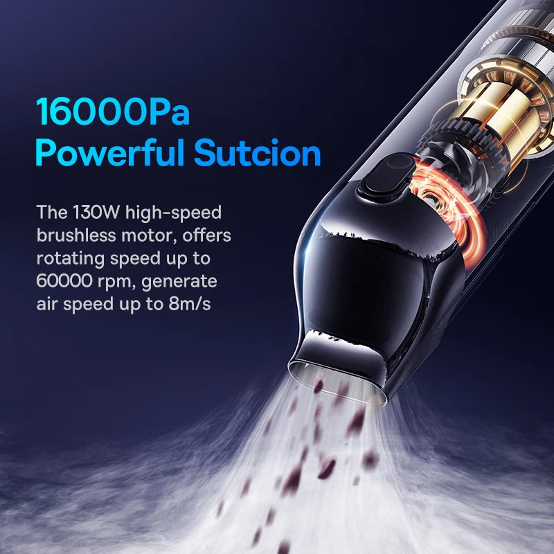 Powerful Wireless Car Vacuum Cleaner with 16000Pa Suction and Cyclone Technology