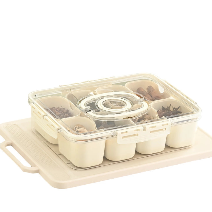 8-Compartment Portable Serving Tray with Lid and Handle