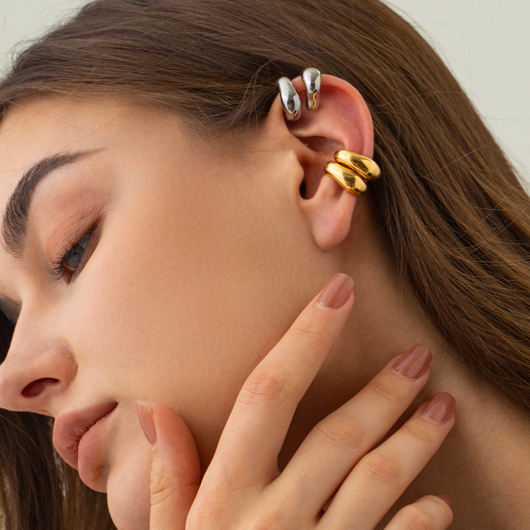 18K Gold Plated Stainless Steel Irregular Smooth Ear Clip