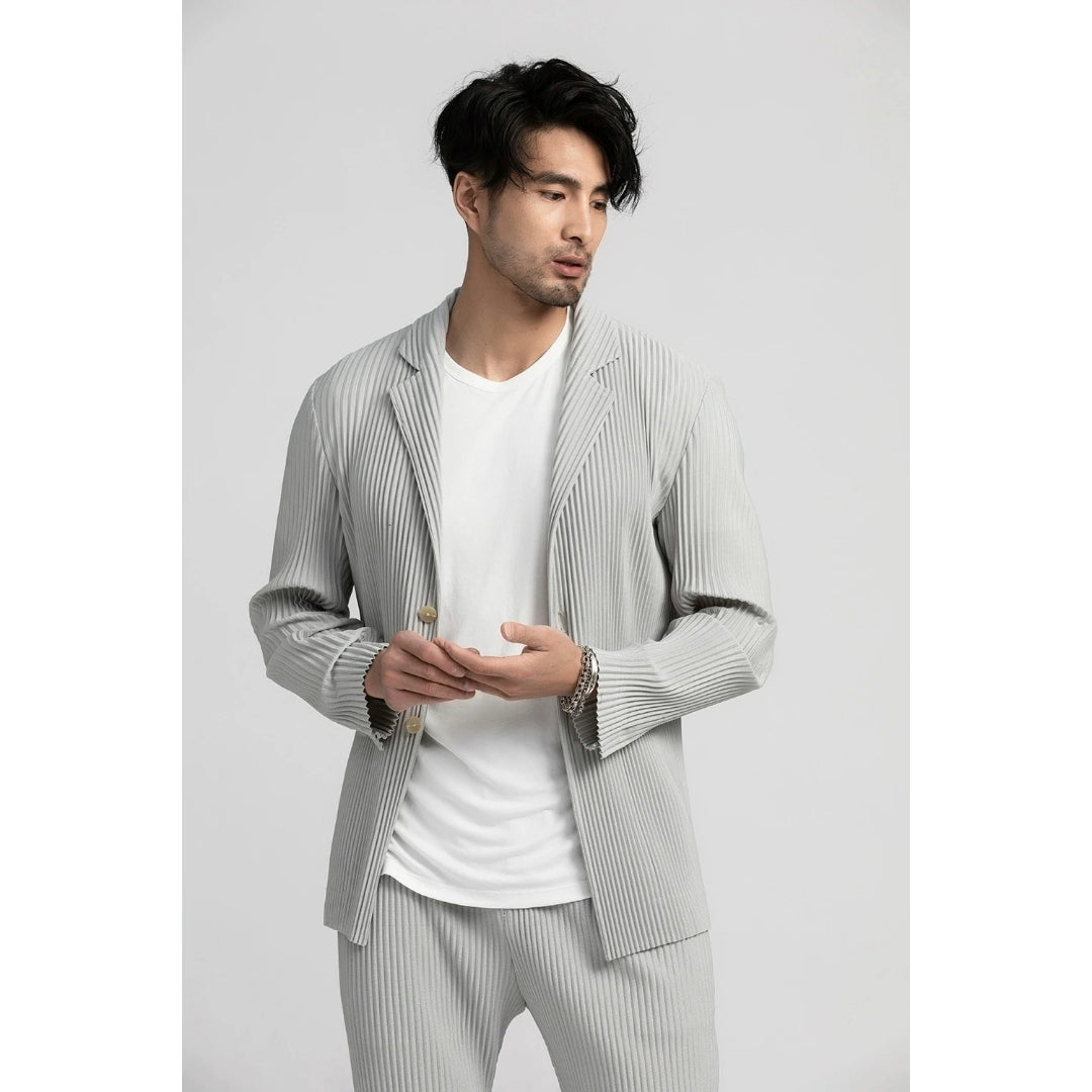 Men's Slim Fit Pleated Blazer