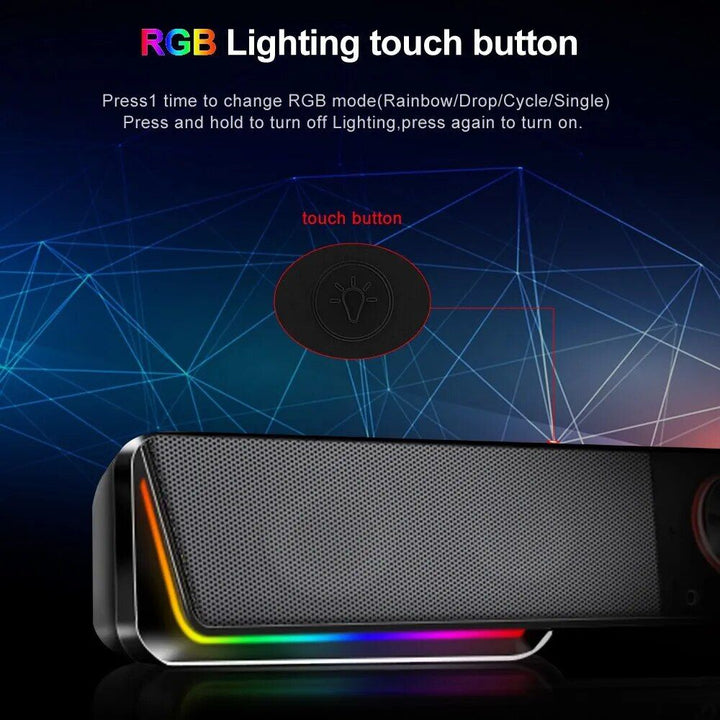 Wireless RGB Sound Bar with 3.5mm Aux and Bluetooth Connectivity