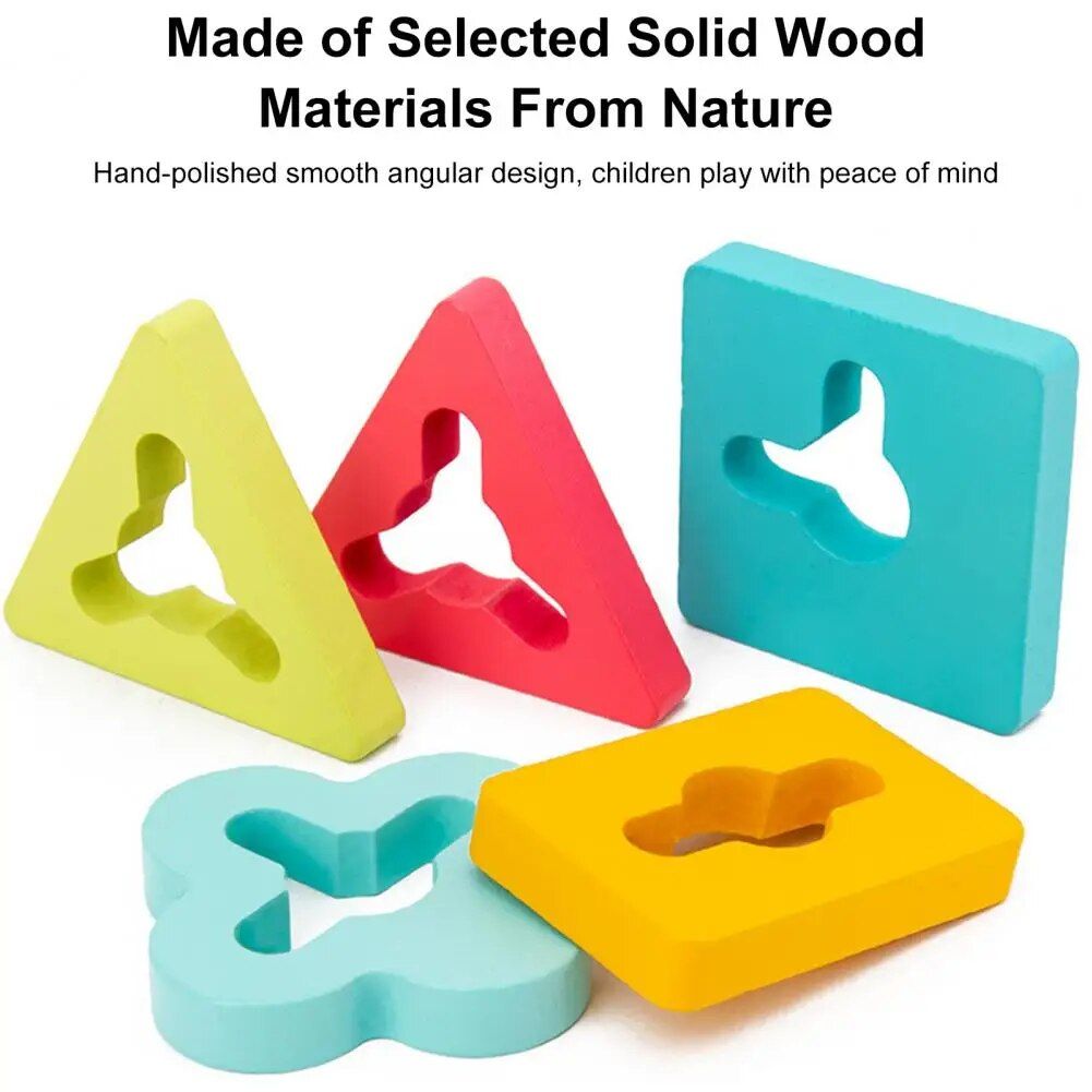 Wooden Animal Shape Puzzle & Stacking Toy for Kids' Development