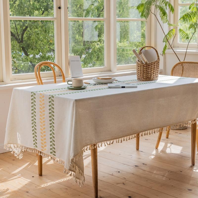 Elegant Floral Embroidery Tablecloth for Dining and Outdoor Events