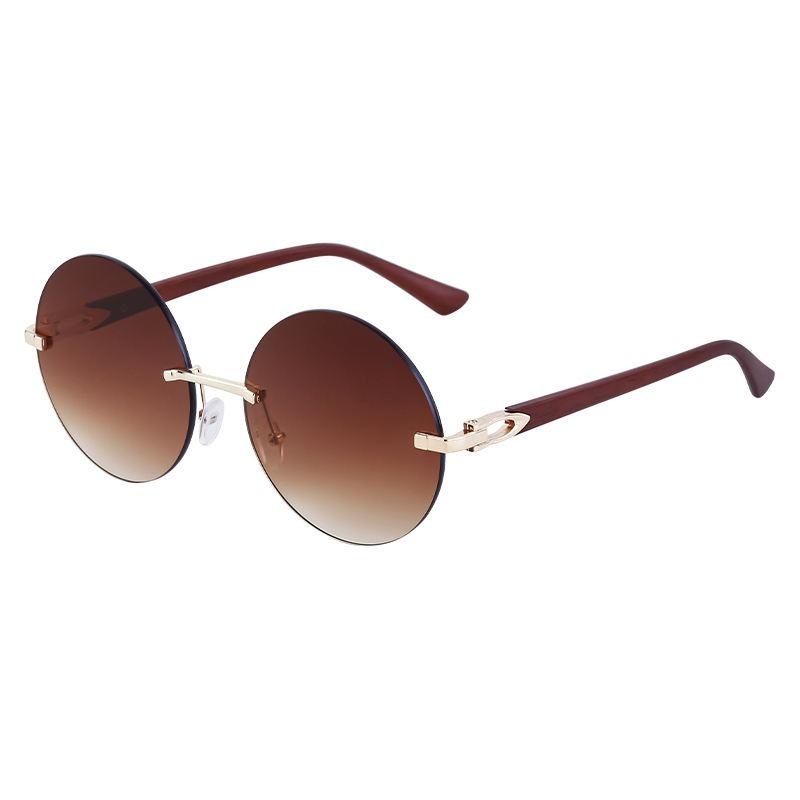 Trendy Gradient Rimless Round Sunglasses