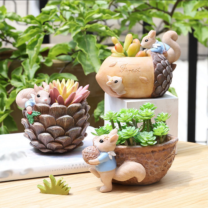 Cartoon Squirrel Succulent Flower Pot