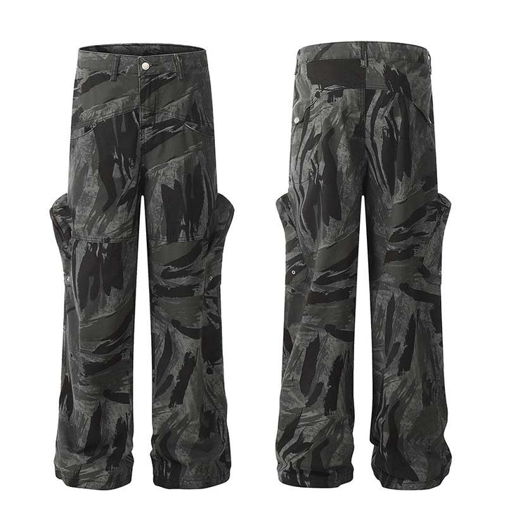 Graffiti Camouflage Straight Jeans For Men And Women