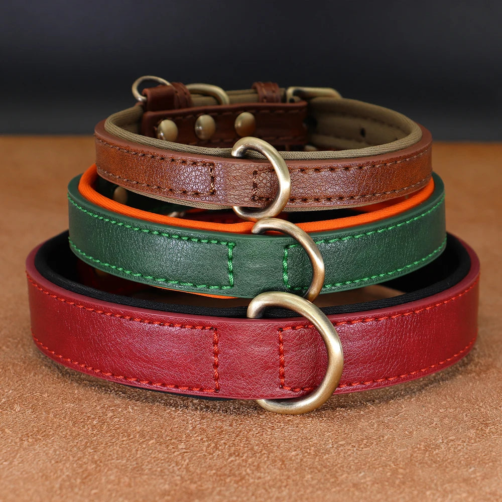 Soft Padded PU Leather Dog Collar