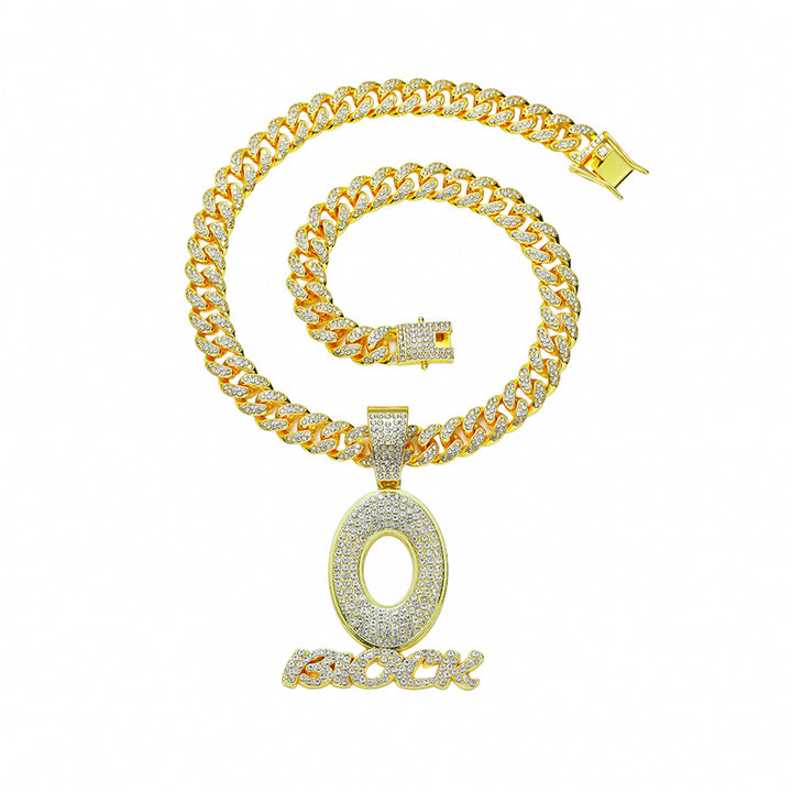 European Hip Hop Full Diamond O Letter Pendant Necklace