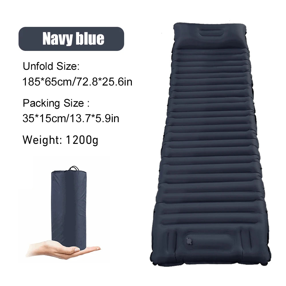 Ultralight Inflatable Camping Mattress with Pillow and Built-in Pump