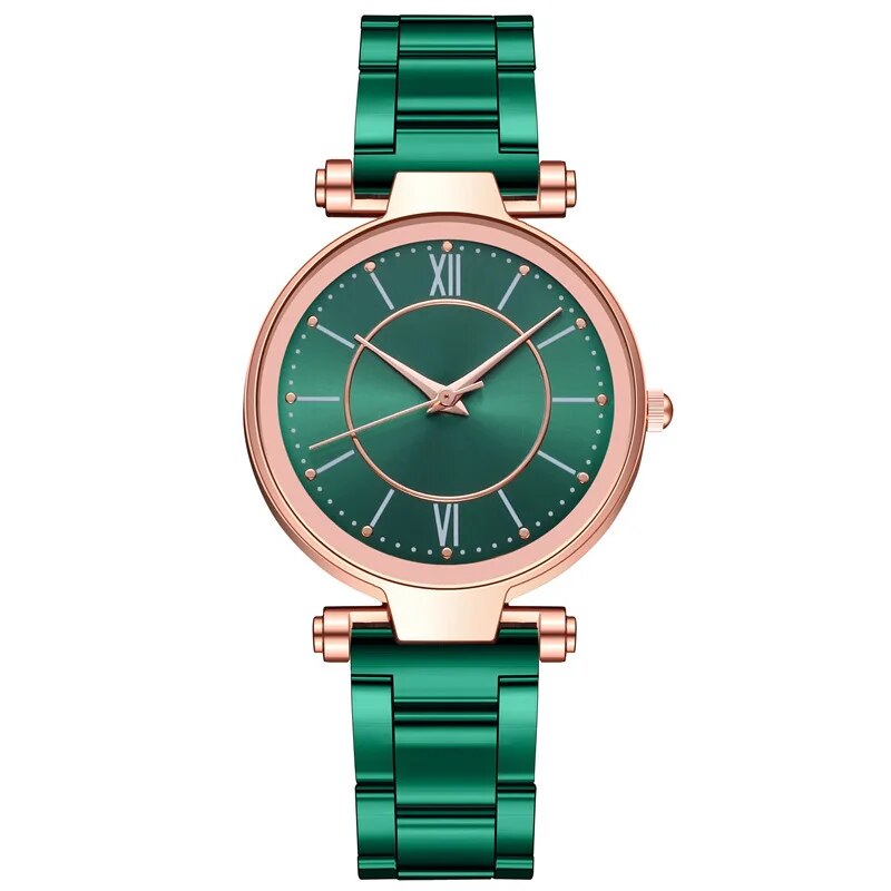 Exquisite Rose Gold Stainless Steel Women's Quartz Watch