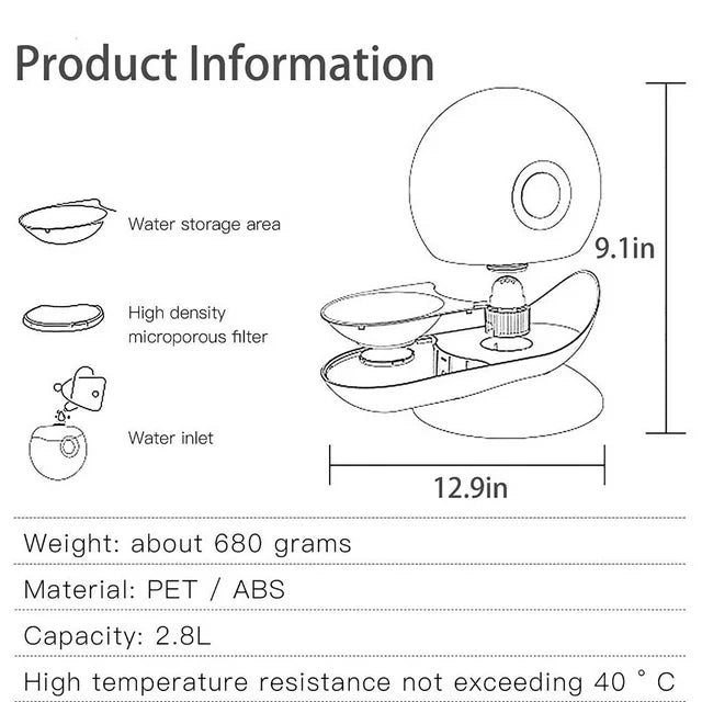 2.8L Automatic Pet Water Fountain