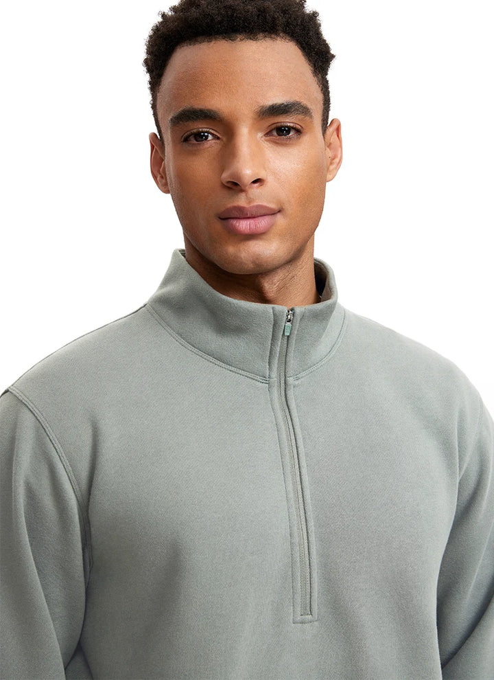 Men's Fleece-Lined Mock Neck Half Zip Sweatshirt