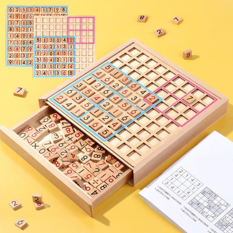 Wooden Sudoku Checkers Logical Thinking Board Game Toys