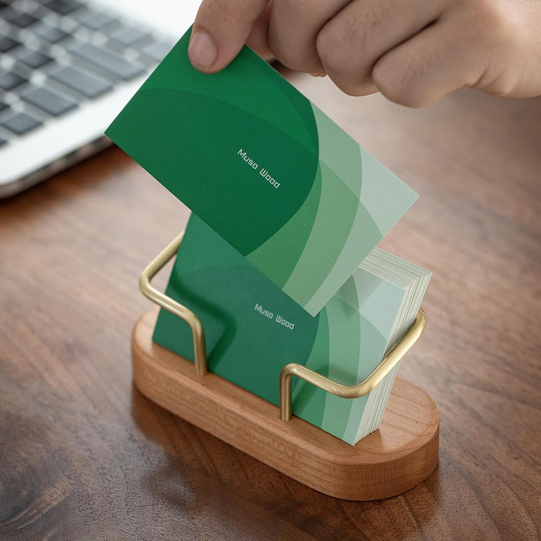 Elegant Wooden Business Card Holder for Office and Home