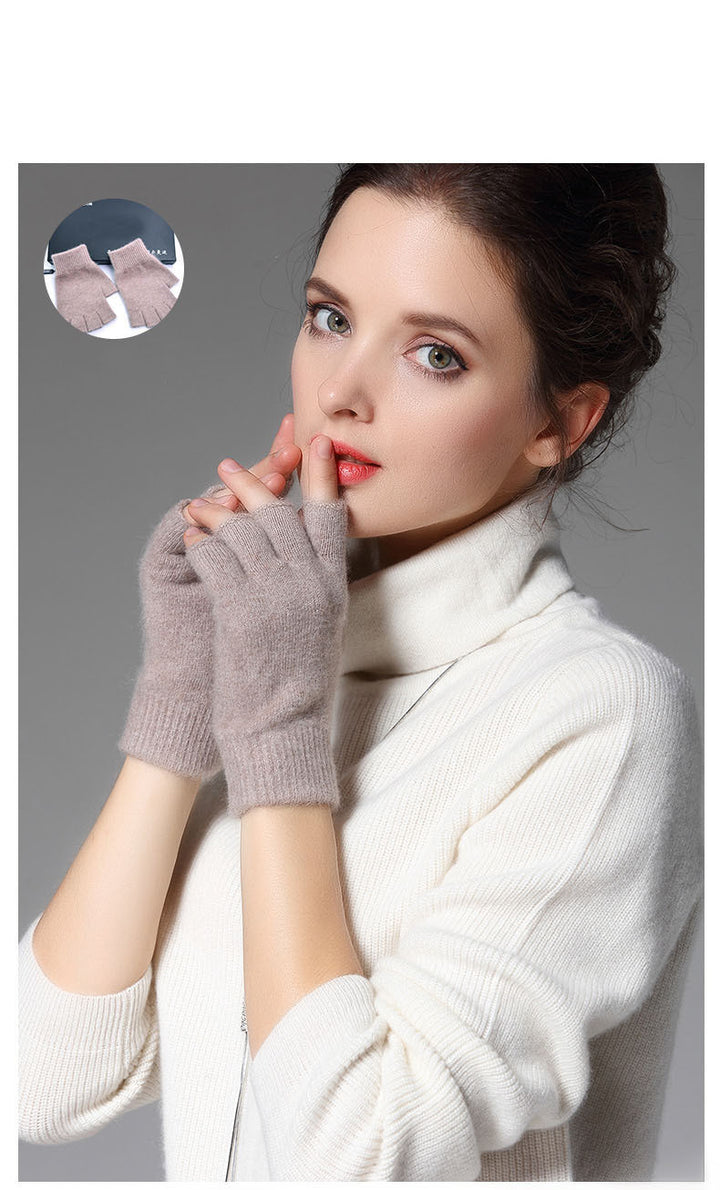 Wool half finger gloves