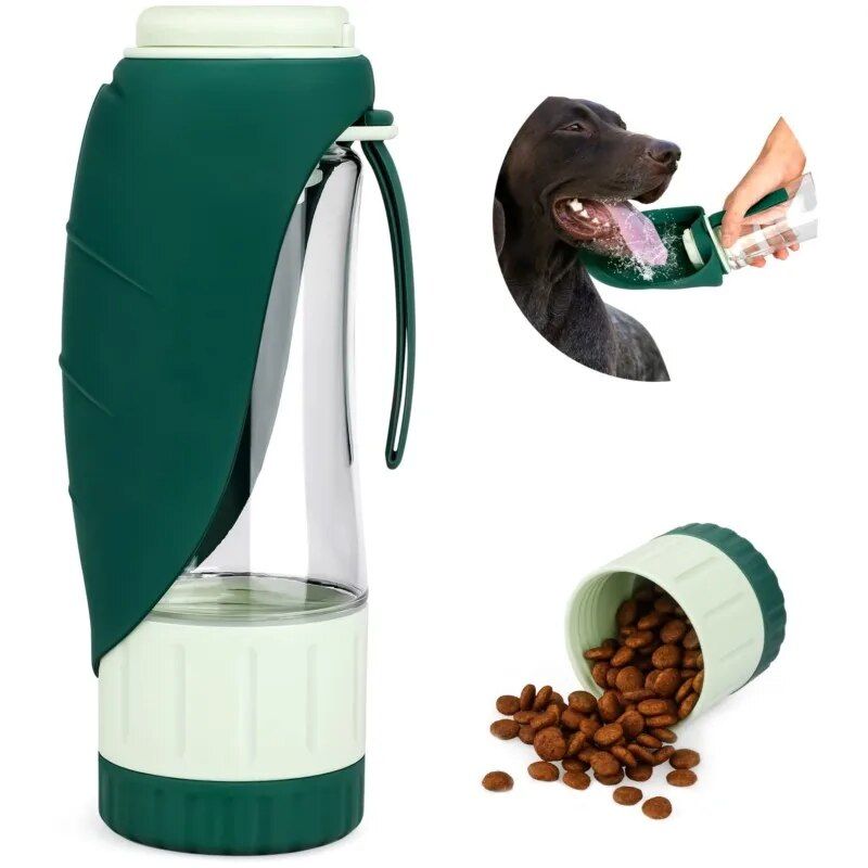 2-in-1 Portable Pet Water Bottle and Food Dispenser for Dogs