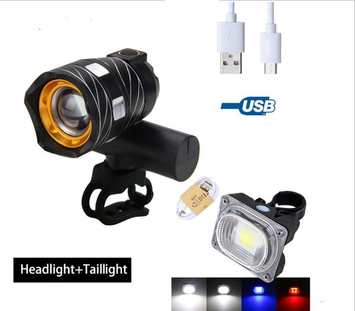 New bicycle USB light Highlight warning light Mountain bike headlights Charging headlight accessories