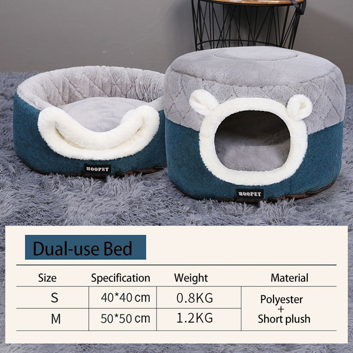 Cozy Convertible Plush Pet Bed & House for Cats and Small Dogs