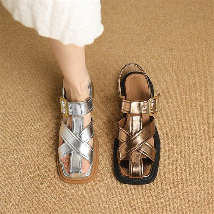 Square Toe Chunky Heel Gladiator Sandals for Women