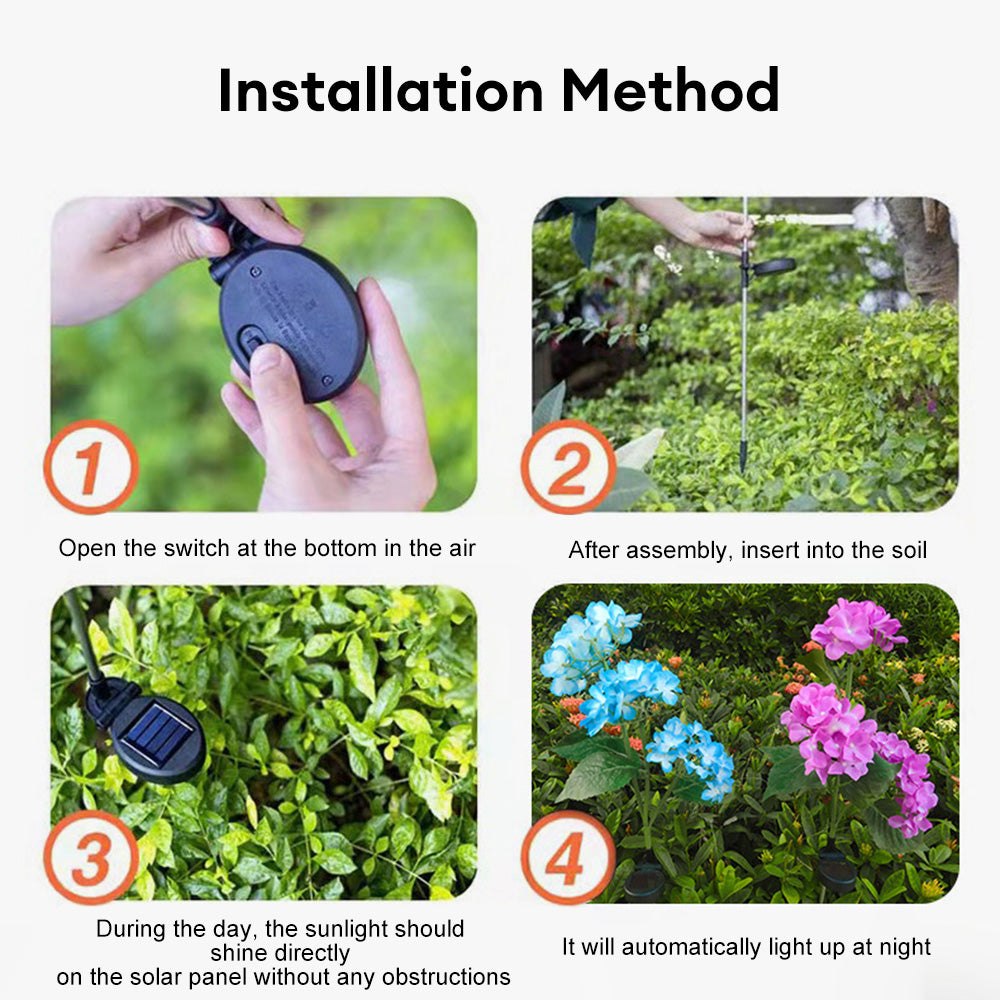 Hydrangea Rose Solar LED Garden Lights