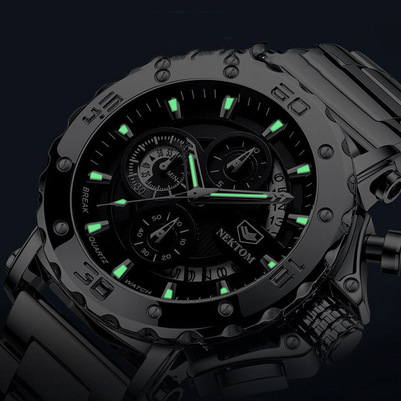 Men's Heavy Steel Band Waterproof Luminous Quartz Watch