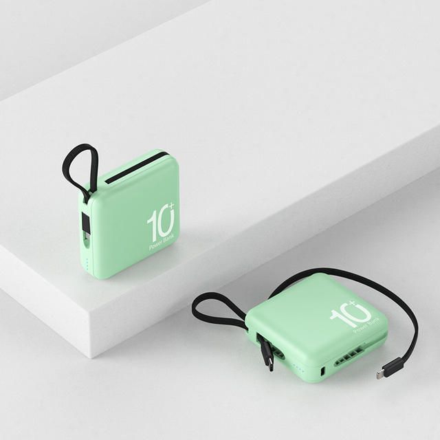 Ultra-Compact 10000mAh Dual-Cable Power Bank