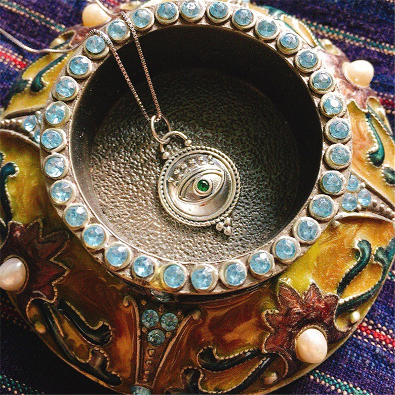 Vintage Niche Devil's Eye Sterling Silver Pendant Necklace