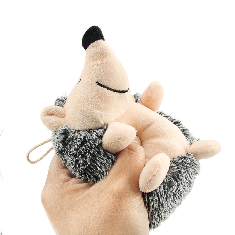 Interactive Squeaky Hedgehog Plush Dog Toy