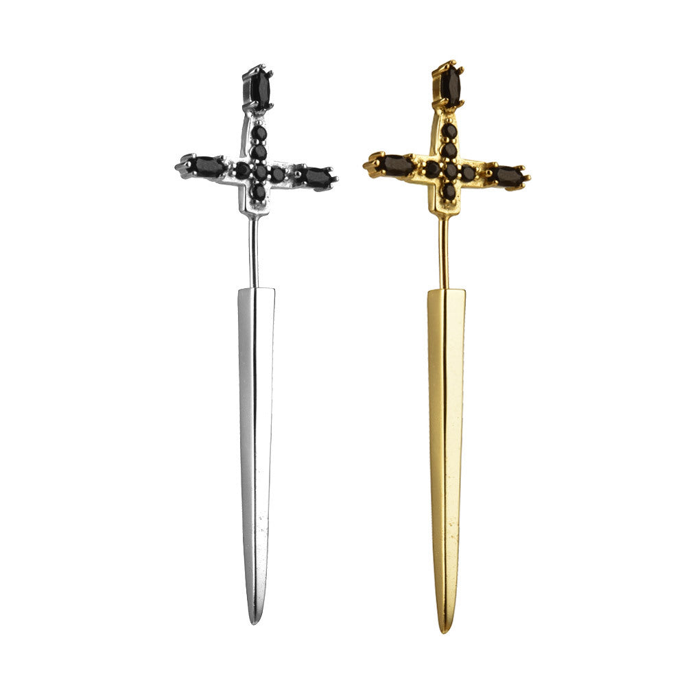 S925 Silver Cross Sword Eardrop