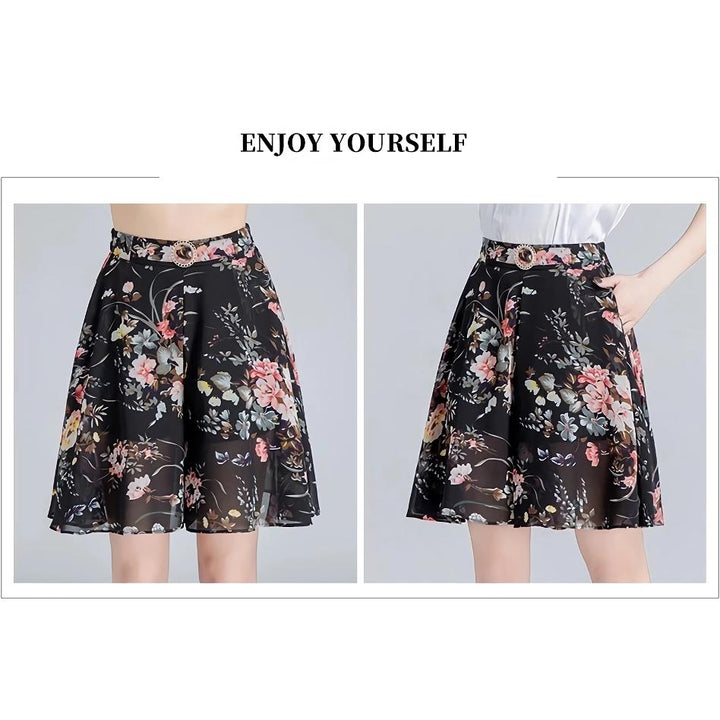 Women's Summer Chiffon Wide Leg Shorts Skirt