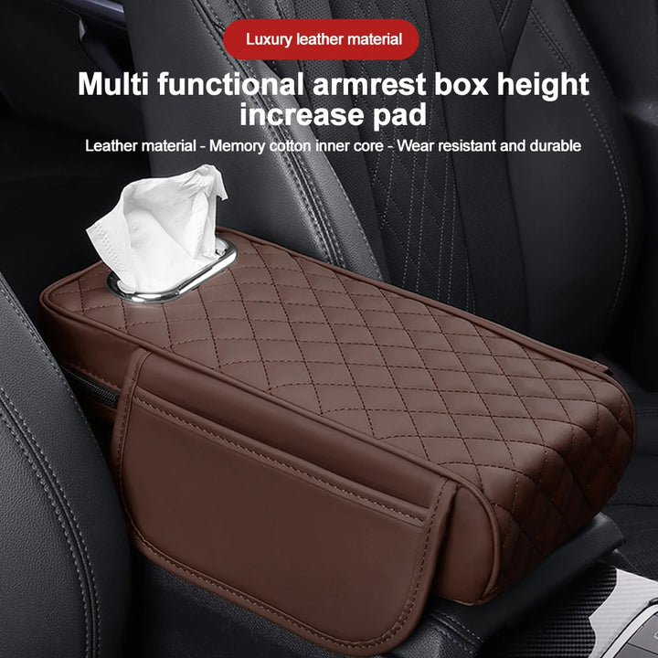 Universal Car Armrest Pad with Tissue Storage – Comfortable Console Cushion