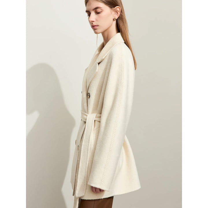 Elegant Long Woolen Coat for Women - Classic Double-Breasted Design