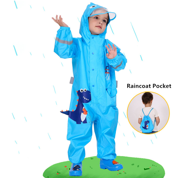 Kids' Dinosaur-Themed Waterproof Rain Jumpsuit