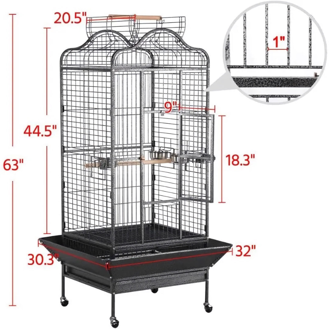 Rolling Open-Top Bird Cage