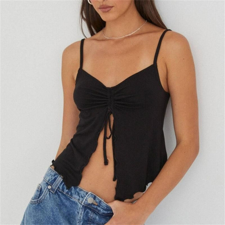 Chic Sleeveless Crop Top with Side Bandage Detail