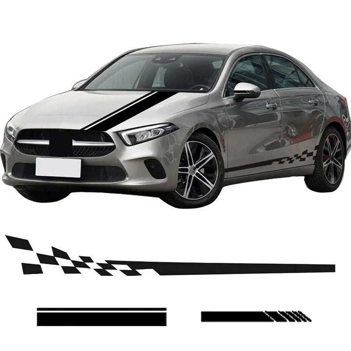 6Pcs Racing Stripe Vinyl Decal Set for Car Hood, Side, Rearview Mirror