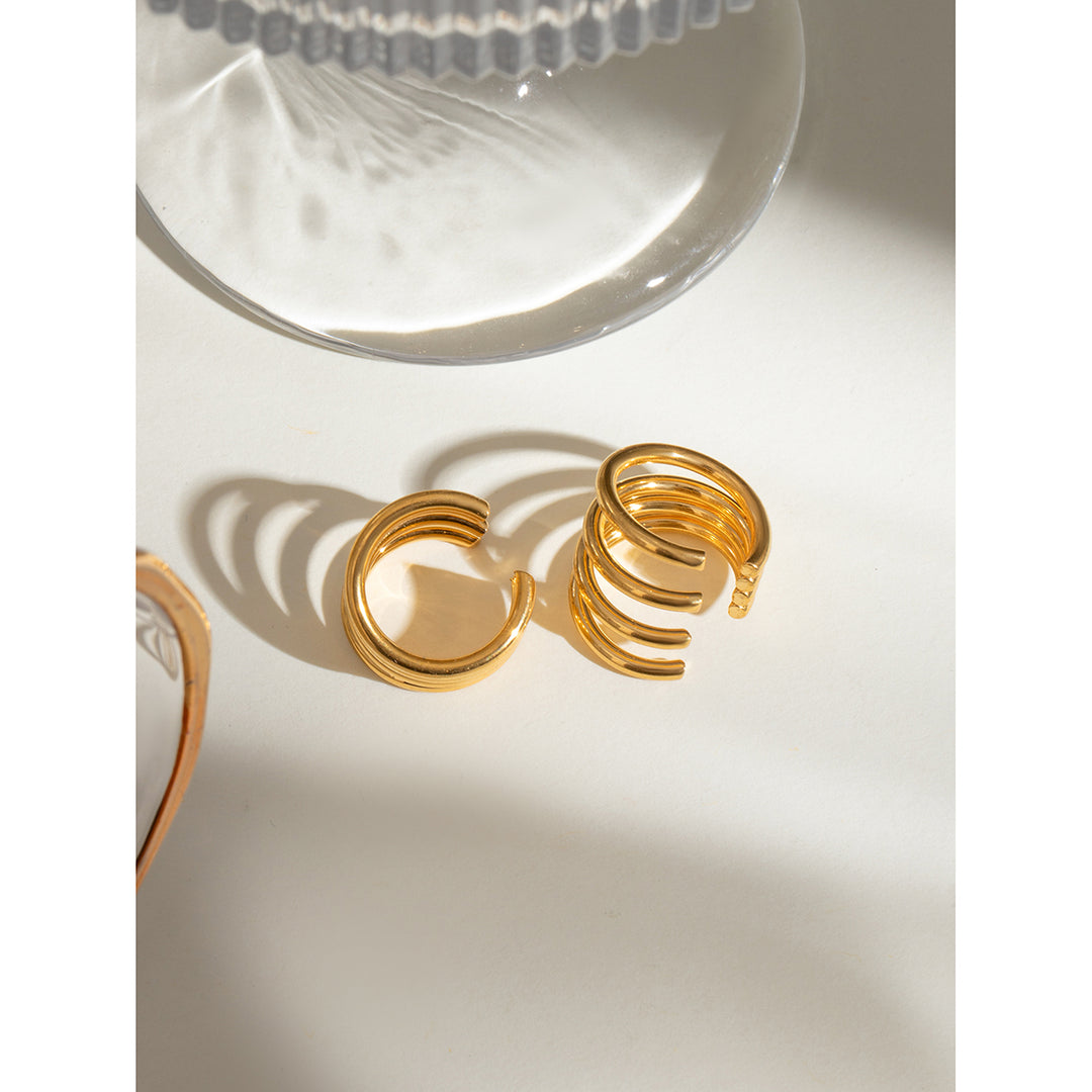 18k Gold Plated Four-Layer Stainless Steel Hoop Ear Clip