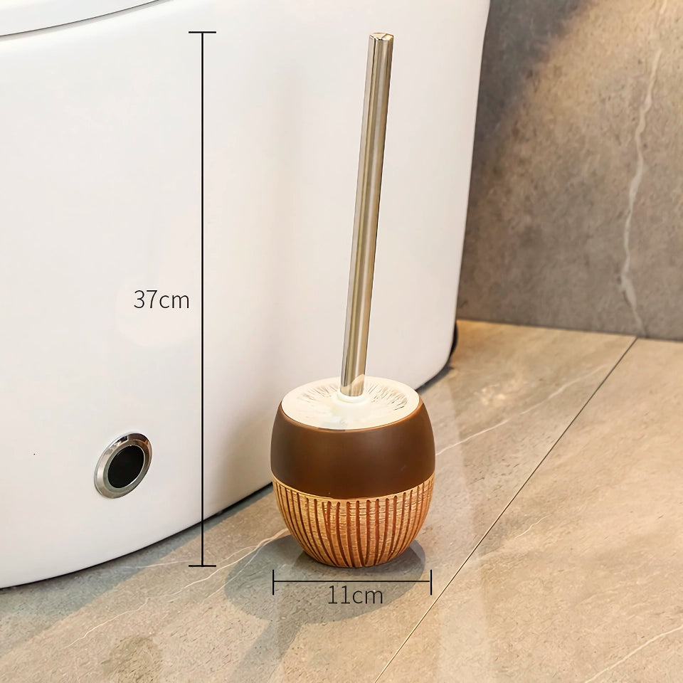 Retro Ceramic Base Toilet Brush with Long Handle