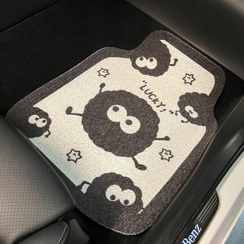 Universal Short Plush Car Floor Mats - Anti-dirty, Anti-slip Cartoon Dust Elf Interior Mats