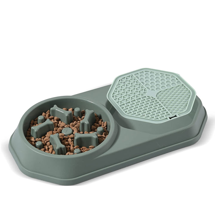 2-in-1 Slow Feeder Dog Bowl and Lick Mat